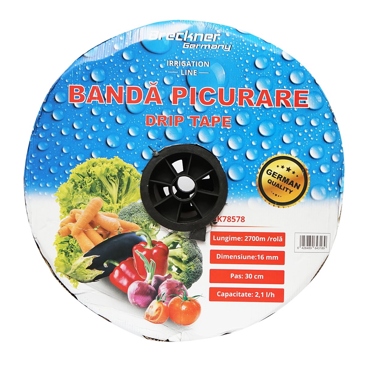 Banda picurare apa, rola 2700M 2.1L/H, D16mm, pas 30cm Breckner Germany